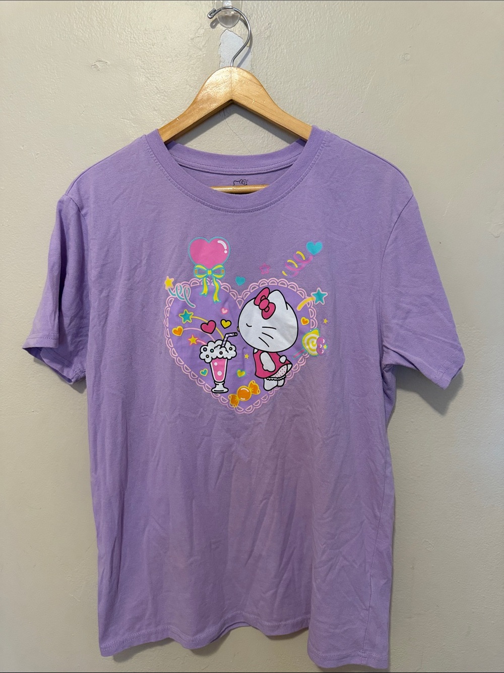 Hello Kitty Lavender Graphic Tee with Multicolor Print